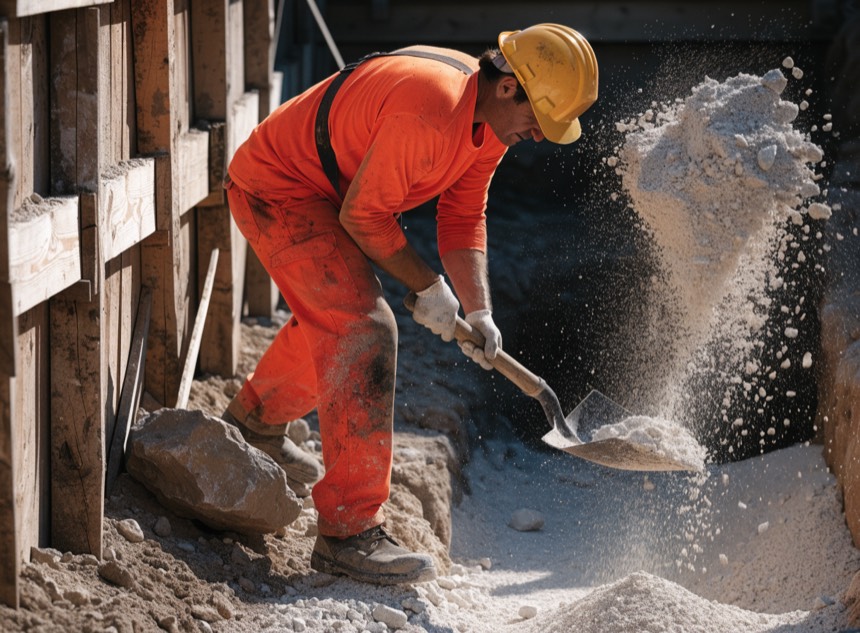 Handarbeit im Graben